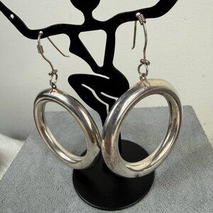Silver Tone Hoop Dangle & Drop Pierced Earrings